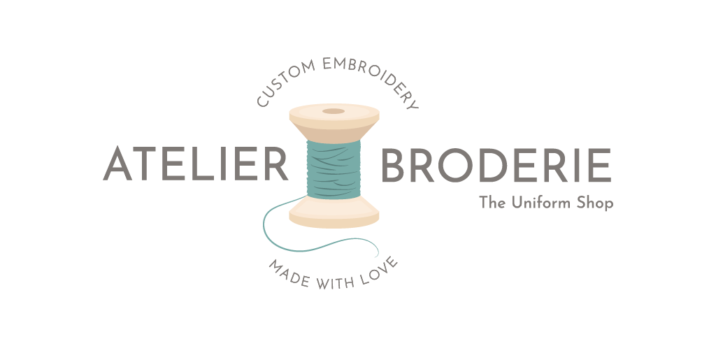 Logo brodé élégant Atelier Broderie
